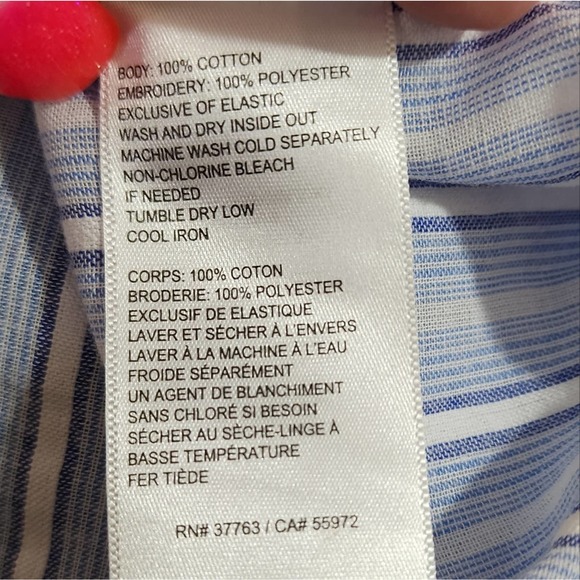 Rafaella cold shoulder embroidered floral striped boho shirt size large - Picture 7 of 8